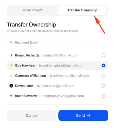 Transfer Project ownership
