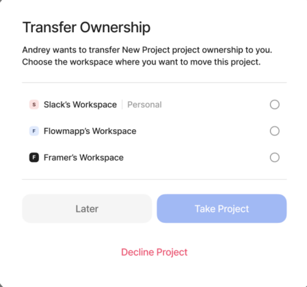 Transfer Project ownership